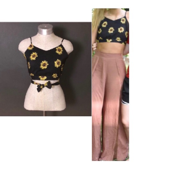 Zaful Tops - Zaful Sunflower Crop Top